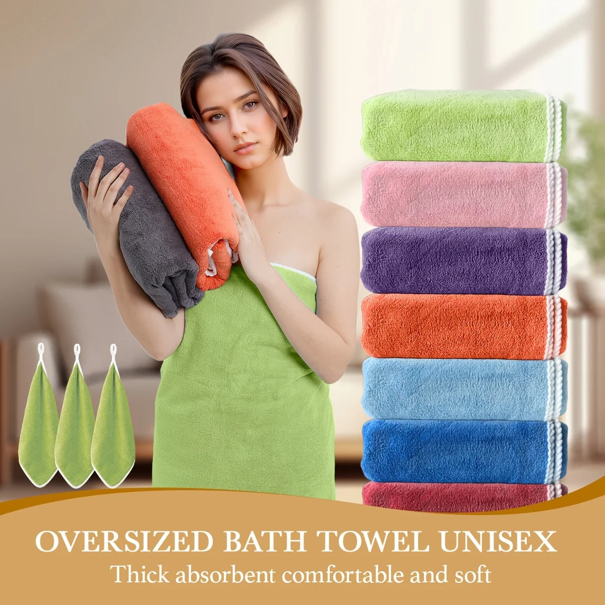 [Bath Towel Set] 8pcs Bath Towel Set - 2pcsExtra Large Bath Towel & 6pcs Bath Towel Bath Towel Hair Drying Turban Super Soft