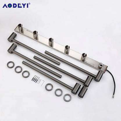 Bathroom Electric Heated Towel Rail Warmer Digital Display Temperature Time Control Smart Home Concealed Bar 304 Stainless Steel