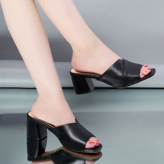 Sandals Women's 2022 Summer Comfortable Non-slip High Heel Slippers Open Toe Ladies Sandal Women Footwear High Heel Chunky Heels