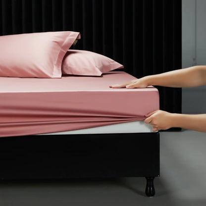 1000TC Egyptian Cotton Fitted Sheet Solid Color Bed Sheet Mattress Cover Elastic Band Fitted Sheet 160x200 180X200 Fit Sheet 1Pc