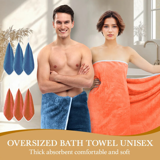 [Bath Towel Set] 8pcs Bath Towel Set - 2pcsExtra Large Bath Towel & 6pcs Bath Towel Bath Towel Hair Drying Turban Super Soft