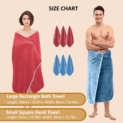 [Bath Towel Set] 8pcs Bath Towel Set - 2pcsExtra Large Bath Towel & 6pcs Bath Towel Bath Towel Hair Drying Turban Super Soft