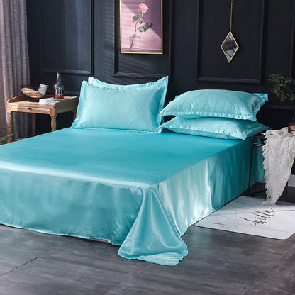 High End Satin Sheets, Soft and Comfortable Solid Color Sheets, Luxurious Single and Twin Bed Sheets Set