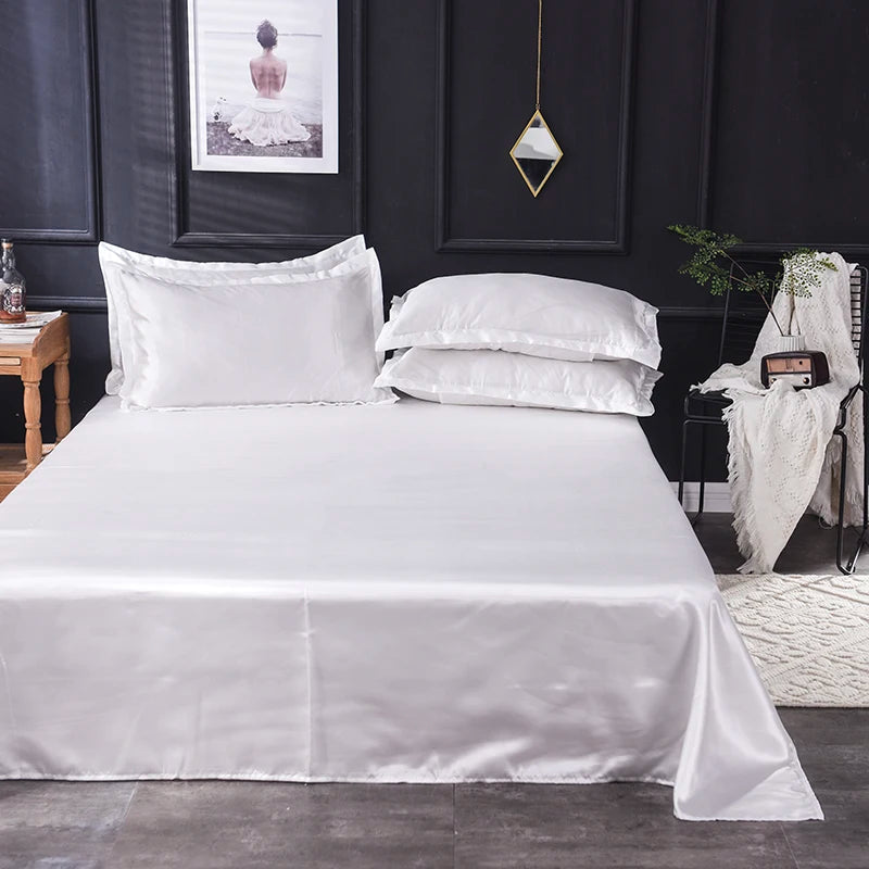 High End Satin Sheets, Soft and Comfortable Solid Color Sheets, Luxurious Single and Twin Bed Sheets Set