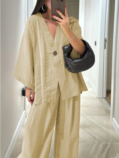 Elegant 2 Piece Set Women Outfit 2025 Summer Casual half sleeve Tops New In Matching Trousers Pants Sets Female Clothing Suit