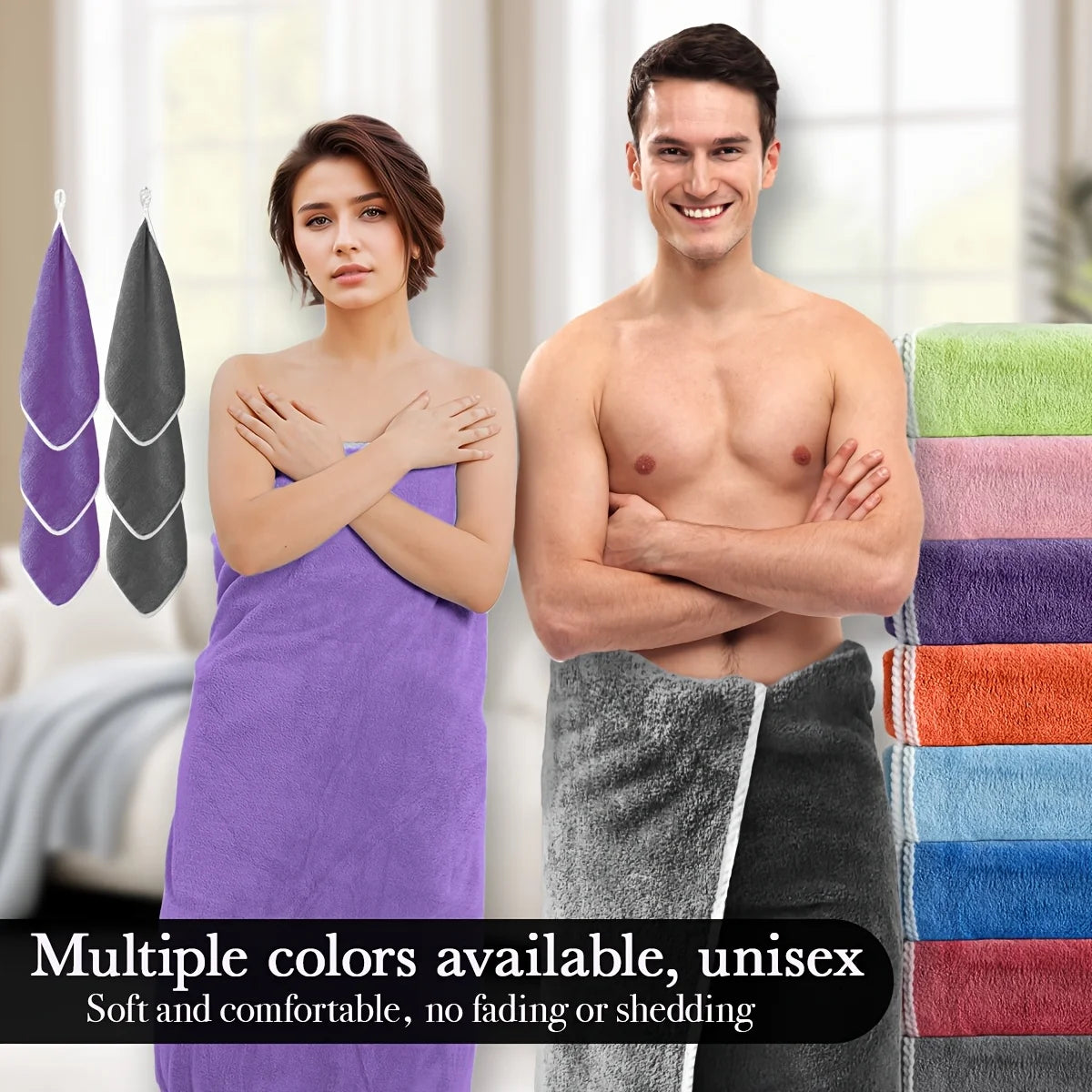[Bath Towel Set] 8pcs Bath Towel Set - 2pcsExtra Large Bath Towel & 6pcs Bath Towel Bath Towel Hair Drying Turban Super Soft