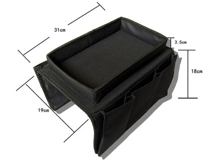 Sofa Storage Bag Living Room Sofa Armrest Organizer for TV Remote Control Cellphone Hanging Coffee Cup Tissue Storage Tray